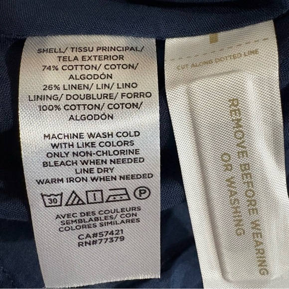 ANN TAYLOR NWT Linen Blend Seashell Navy Halter Dress Sz 10 Coastal Nautical - Picture 10 of 10